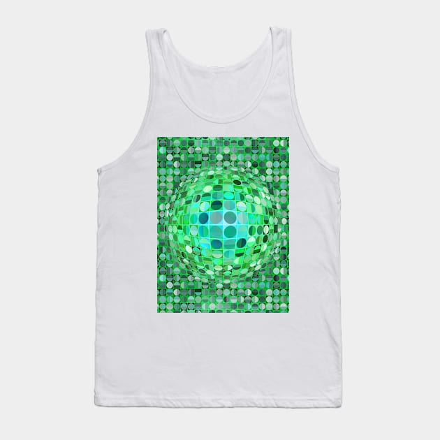 Optical Illusion Sphere - Green Tank Top by BonniePhantasm